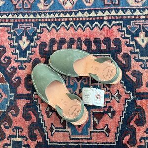 Sage green genuine leather Palmaira Sandals